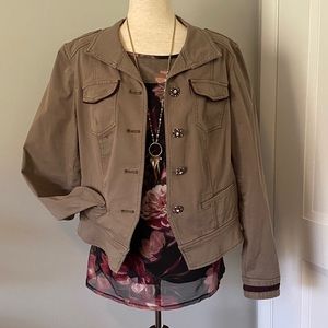 Military style jacket with rhinestone buttons